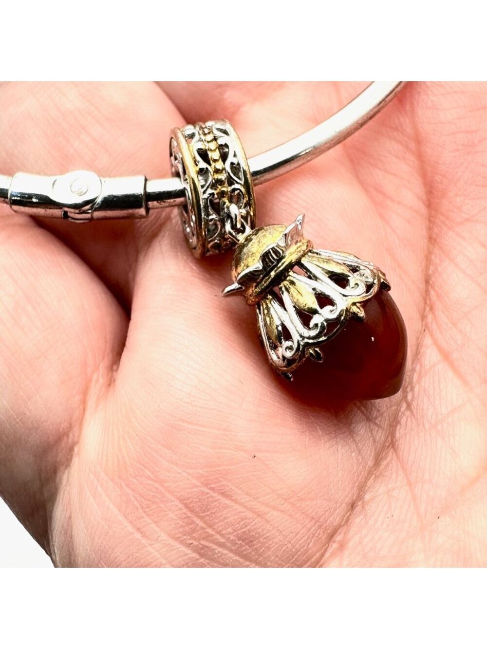 Rare Gems En Vogue Michael Valitutti Charm Slide Sterling silver Bangle Bracelet